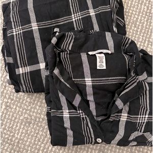 Victorias Secret Dreamer Pretty Black plaid flannel pajama set size L.